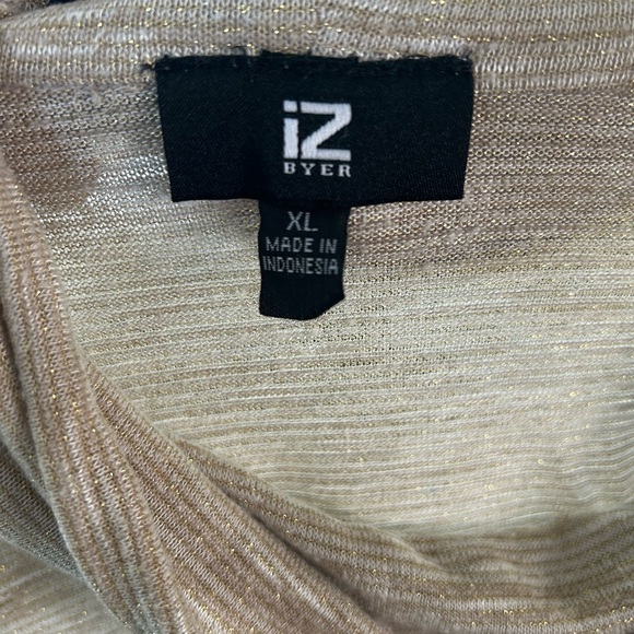 Gold glitter striped lace sleeve top size XL - Picture 5 of 6